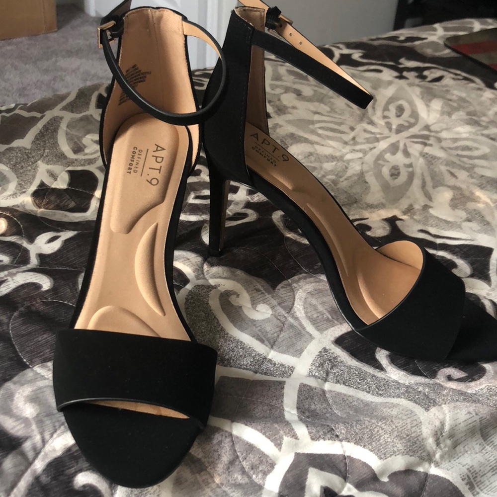 Black strappy heels